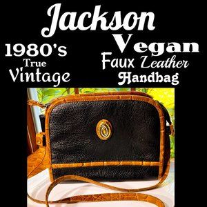 ▪️VTG▪️JACKSON▪️1980's Vegan Faux Pebbled Leather & Reptile Crossbody Handbag